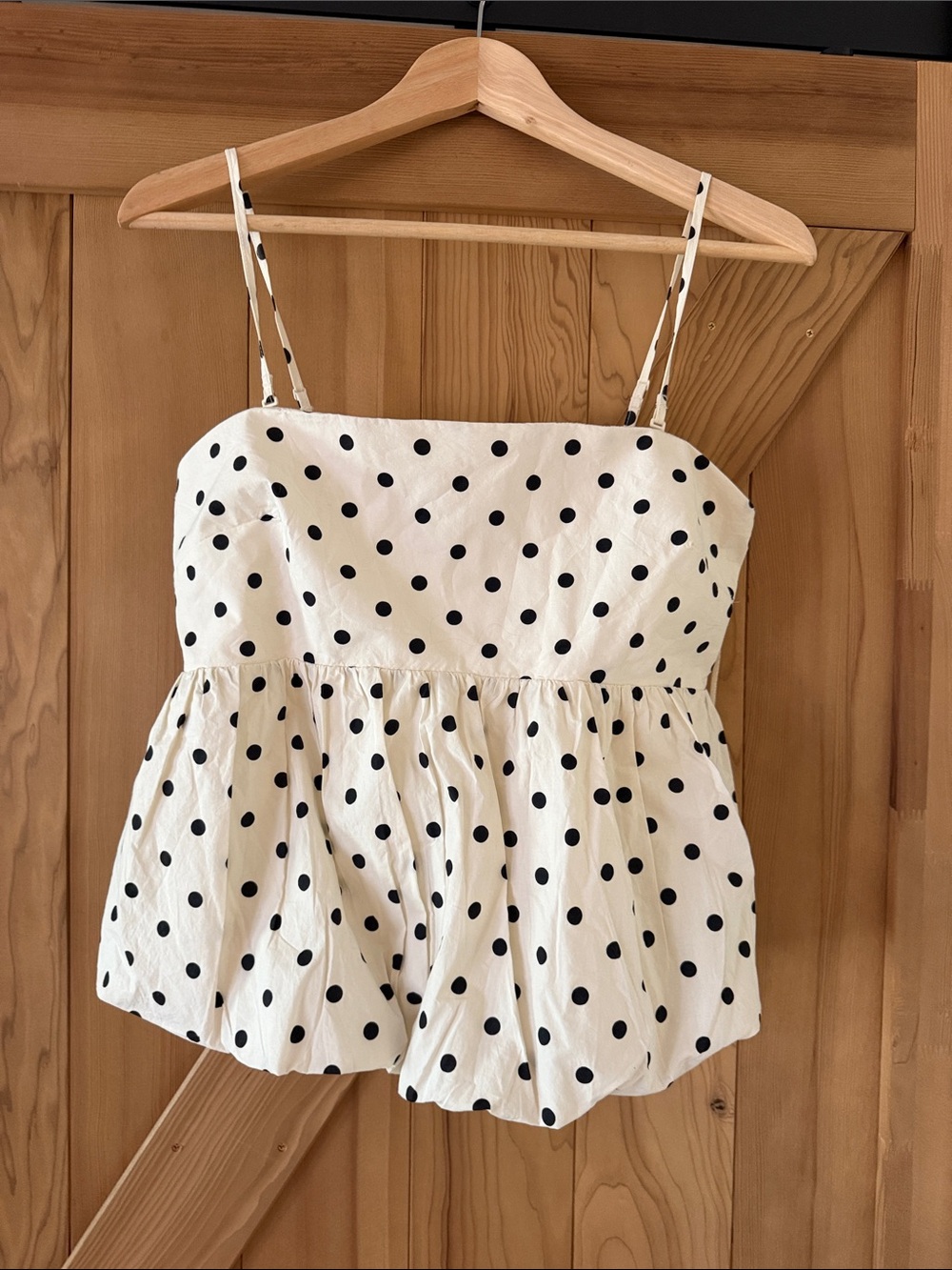 GAP White Polka Dot Spaghetti Strap Peplum Top